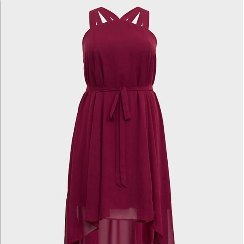 Chiffon Strappy Halter Hi-Lo Dress Torrid 2